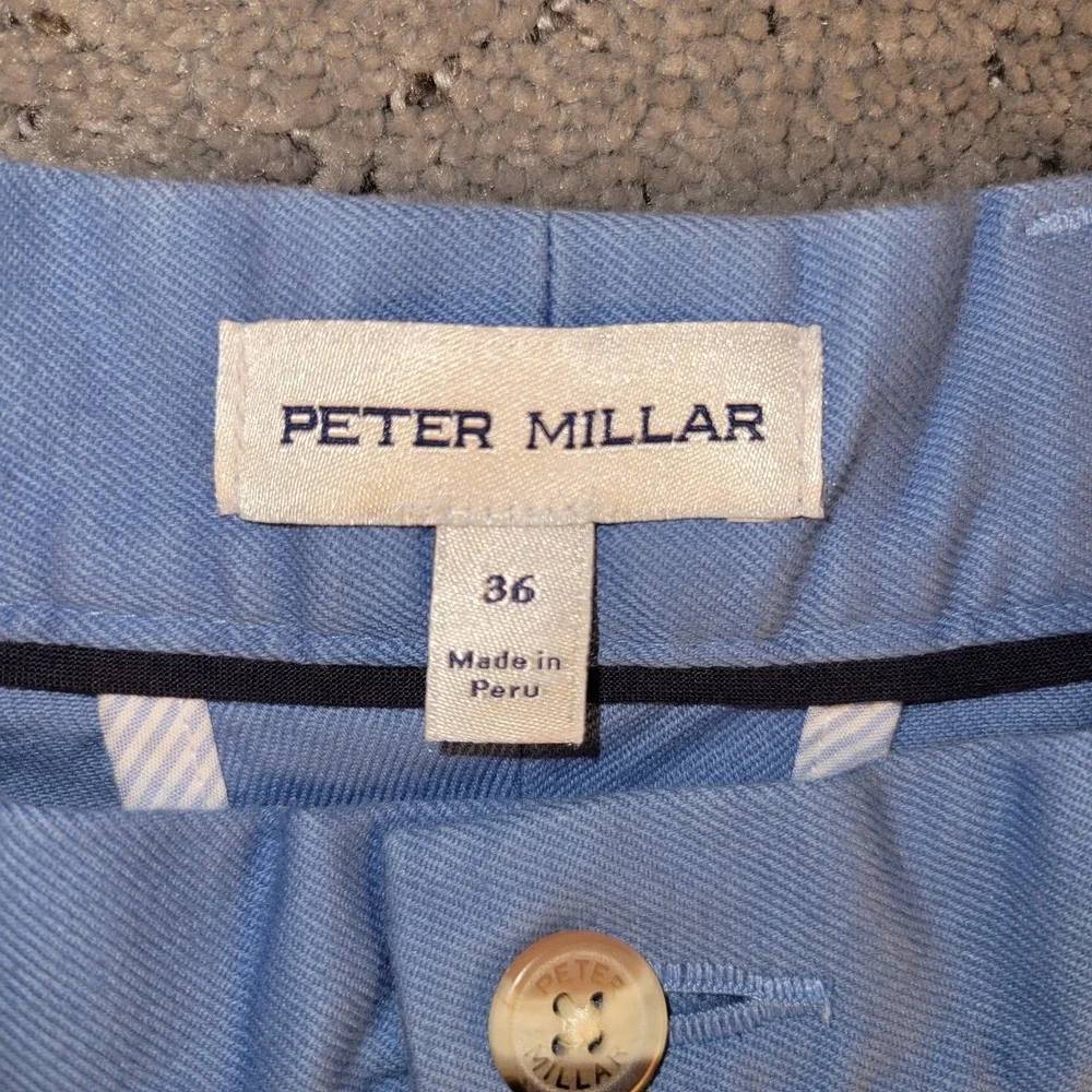 Peter Millar Shorts Mens 36 Blue Crown Pilot Twill Chino Pima Cotton Golf Casual